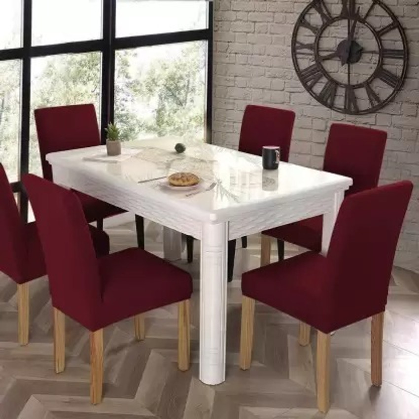 aaradhya Fabric Dining Chair Set of 6 Finish Color Maroon Fabric Dining Chair