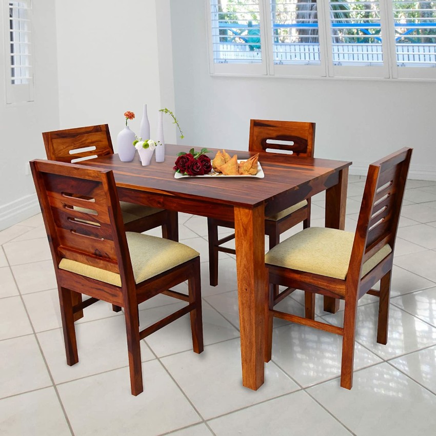 Ritika Woodcraft Sheesham Wood 4 Seater Dining Table Set with Chairs for Home Solid Wood 4 Seater Dining Set Price in India Buy Ritika Woodcraft Sheesham Wood 4 Seater Dining Table