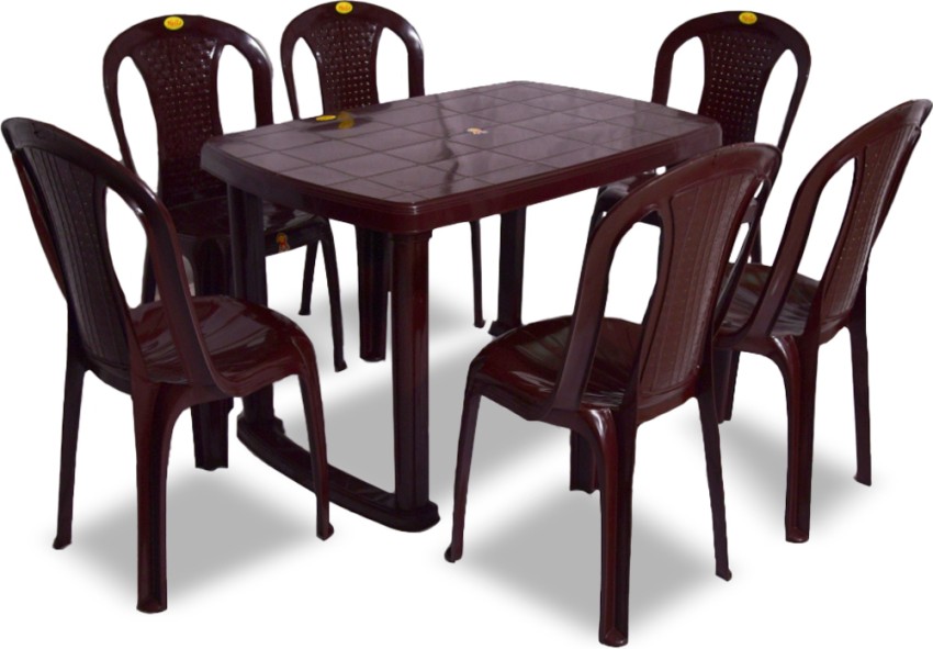 Plastic dining table set 6 seater best sale