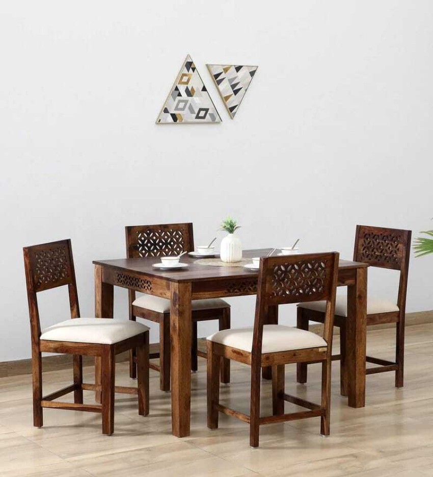 Dining table set 4 deals seater solid wood