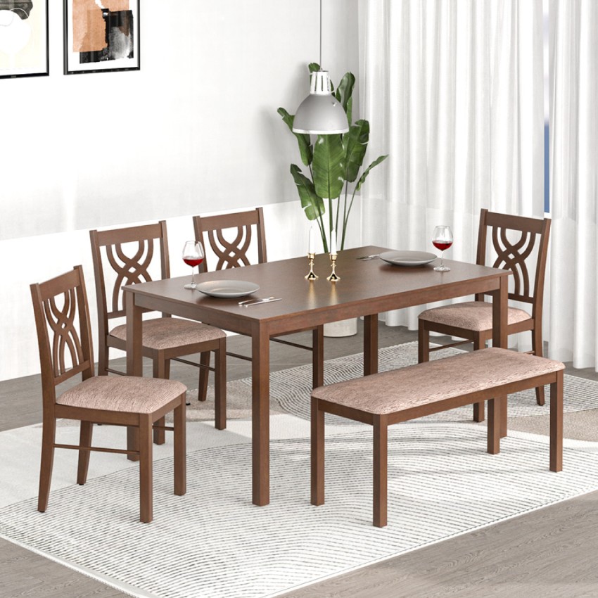 Home by nilkamal Alice Solid Wood 6 Seater Dining Set