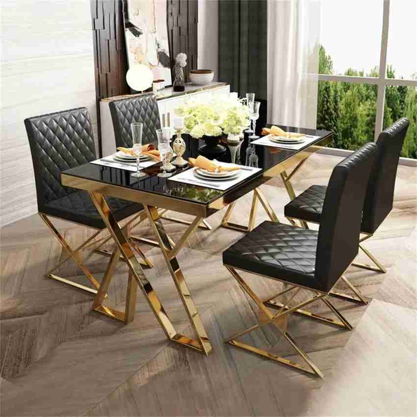 Black glass 6 seater dining table sales