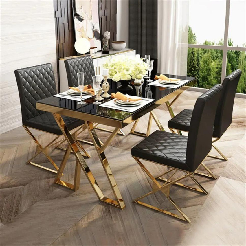 NG Decor Dochic Modern Black Rectangle Tempered Glass Dining Table Glass 6 Seater Dining Table Price in India Buy NG Decor Dochic Modern Black Rectangle Tempered Glass Dining Table Glass 6