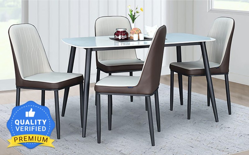 RoyalOak Glass 4 Seater Dining Table Price in India Buy RoyalOak