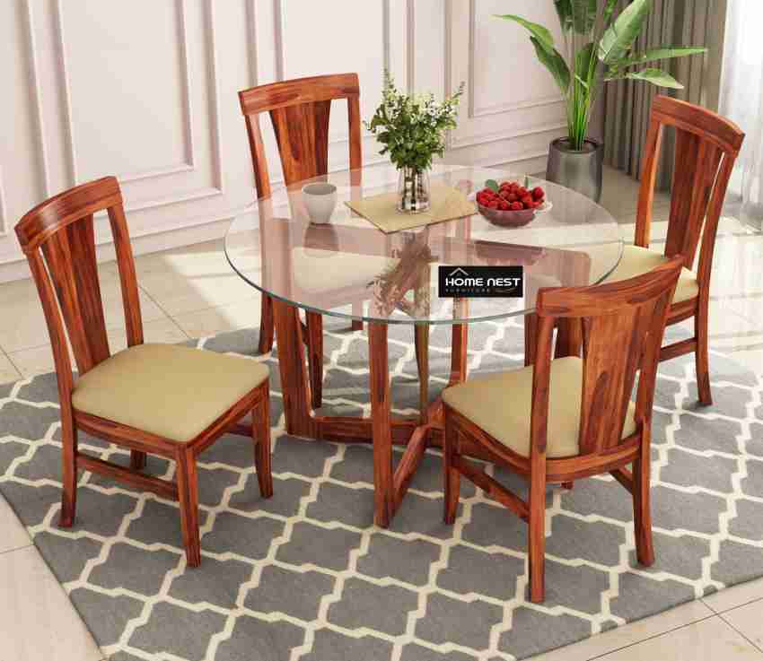 Homenest Furniture Glass 4 Seater Dining Table Price in India