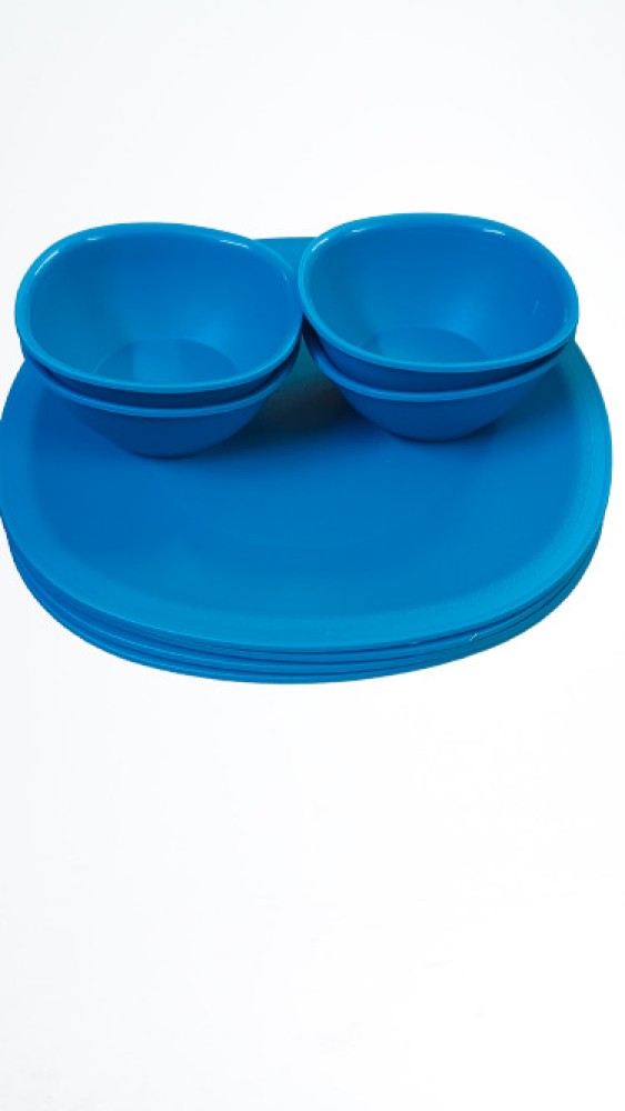 Tupperware Large Legacy 3 Cup Bowls Set of 4 Indigo Blue