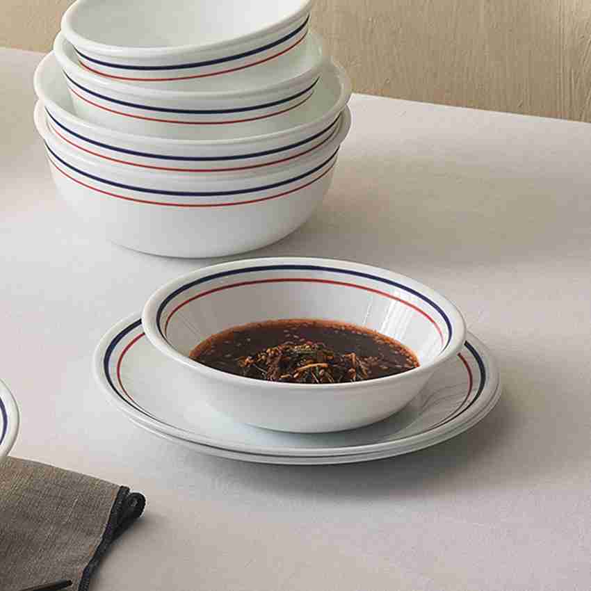 CORELLE Pack of 6 Glass Livingware Double Ring Red N Blue Medium Plate Ring Rnb108 Crockery Set Dinner Set Price in India Buy CORELLE Pack of 6 Glass Livingware Double Ring Red N Blue Medium