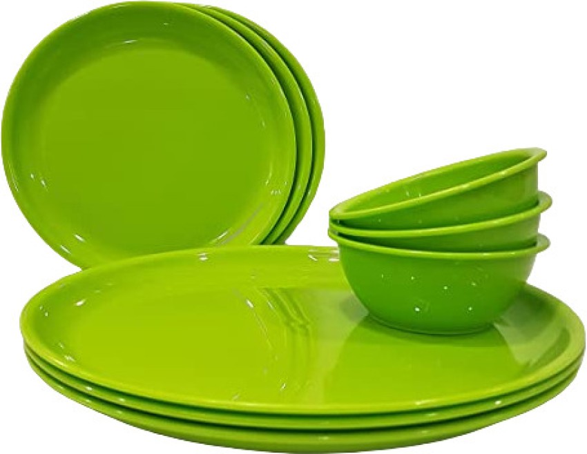 Buy Carry Green Plastic Microwave Safe Round Full Plates, Quarter Plates  And Bowl Set 18 Pc Online at Best Prices in India - JioMart.