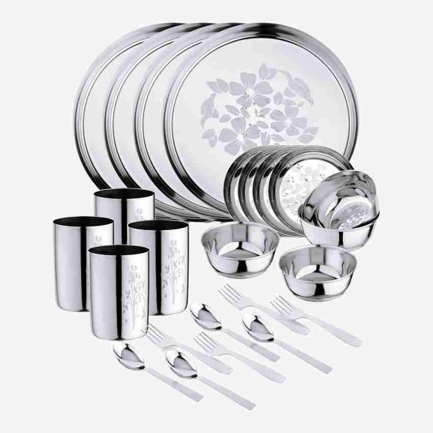 LIMETRO STEEL Pack of 24 Stainless Steel Dinner Set Price in India Buy LIMETRO STEEL Pack of 24 Stainless Steel Dinner Set online at Flipkart