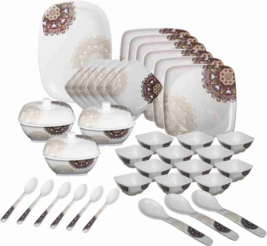 Hamlay Pack of 40 Melamin Abstract Dinner Set Price in India Buy Hamlay Pack of 40 Melamin Abstract Dinner Set online at Flipkart