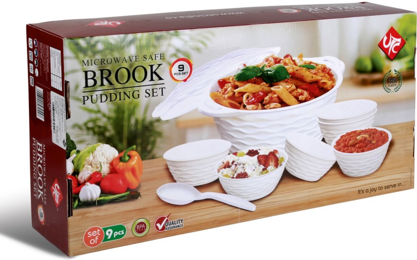 BMS Lifestyle Pack of 9 Plastic UTC Brook Design Plastic Bowls