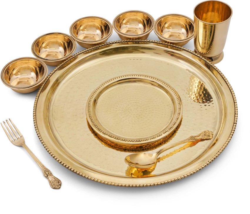 Pure Brass Thali Set Brass Dinnerware Set Dinner Set Engraved