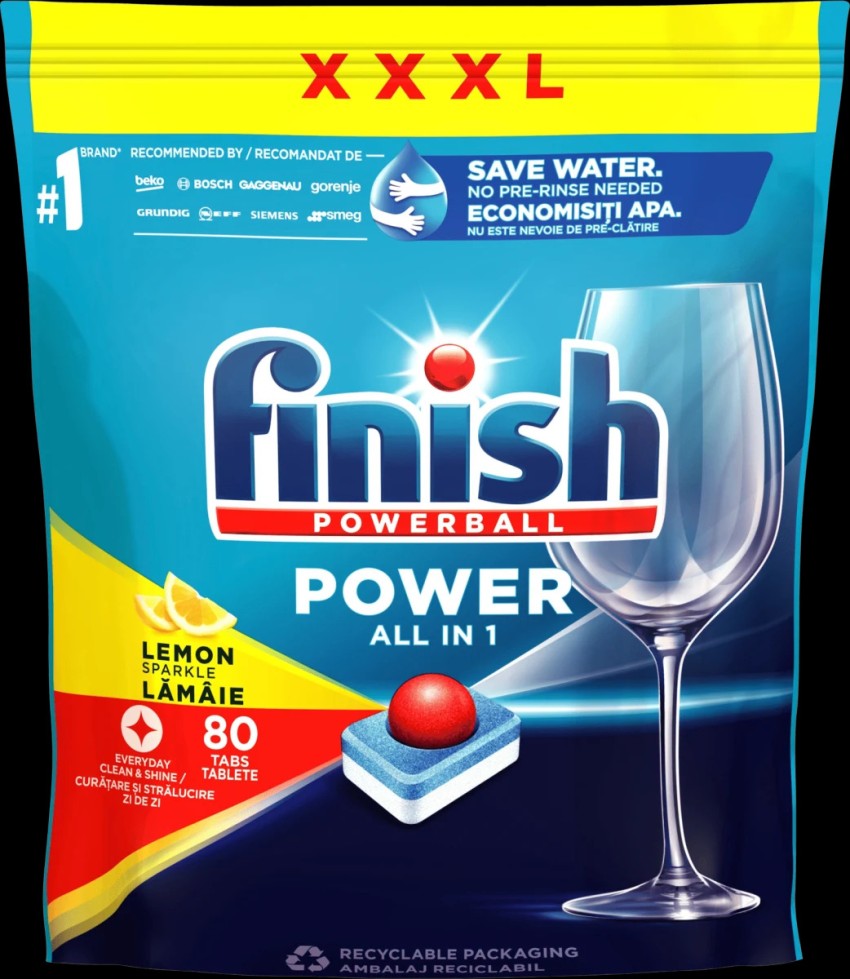 Finish Powerball Fresh Scent Mega Dishwasher Detergent, 90 Count