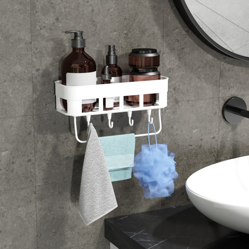 Bathroom Self-adhesive Shampoo Shelves Shower Towel Storage Rack