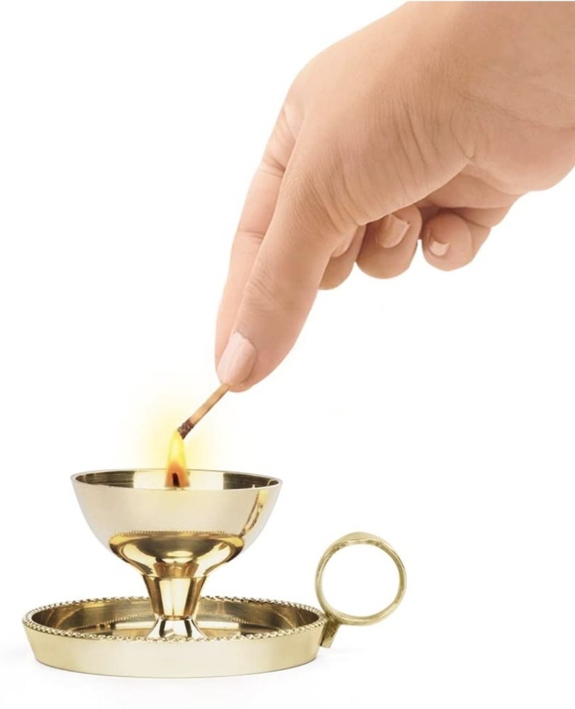 Borosil Akhand Diya (Small, Brass) 