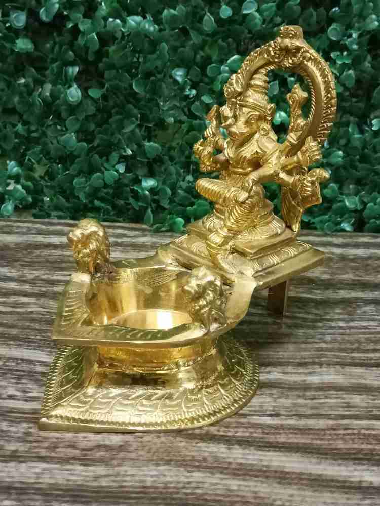 GODS CHOICE Brass Simma Varahi Amman Vilakku For Pooja Decor H 6