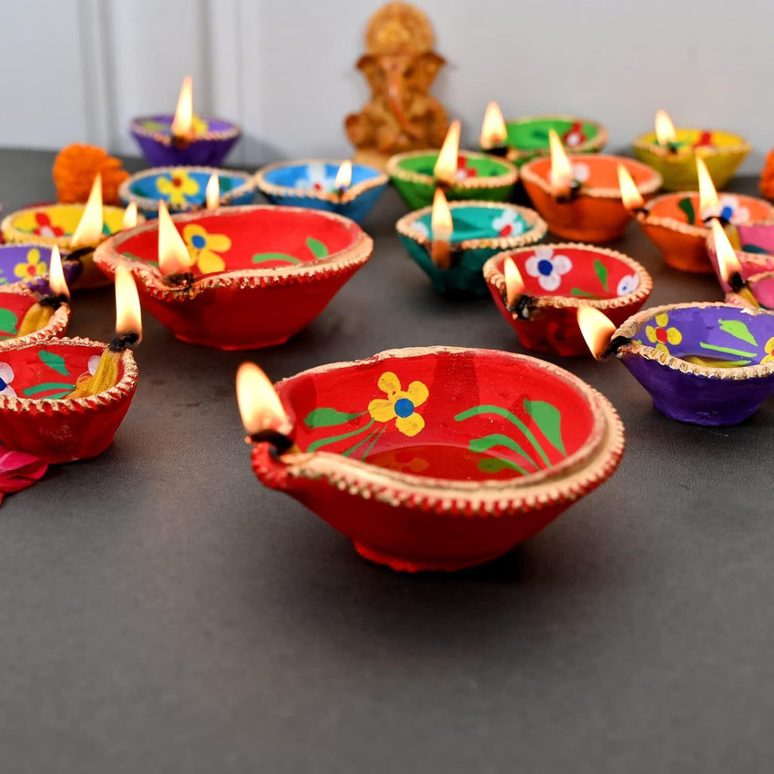 Clay diya lamp on sale