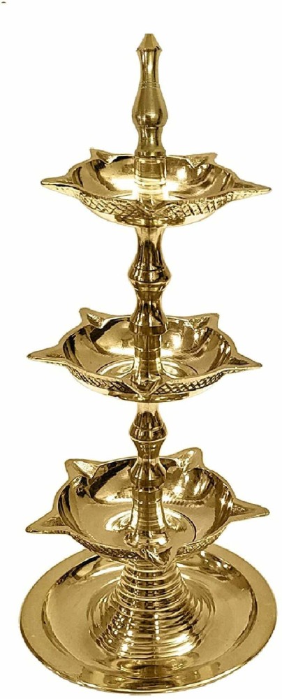 Satvik 1 Pc Brass 3 Step Standing Kerala Samai Traditional Diwali Diya for Pooja  Brass Table Diya Price in India - Buy Satvik 1 Pc Brass 3 Step Standing  Kerala Samai Traditional