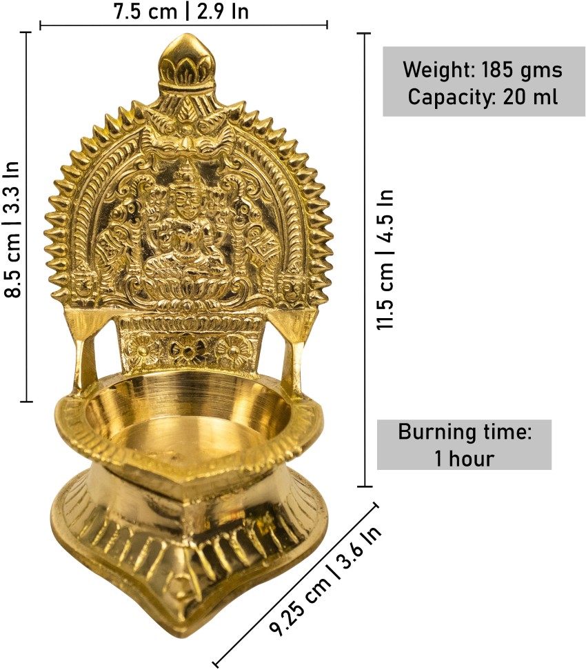 Brass Housewarming Set pooja Diya or Vilakku, Brass Pot, Kamatachi