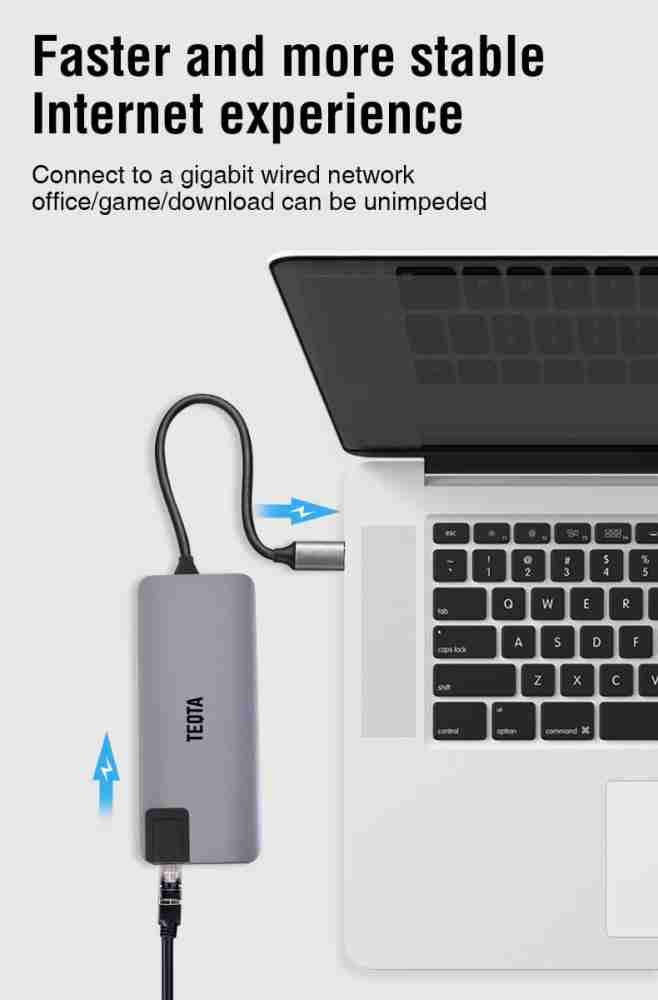 TEQTA 7 in 2 USB C Thunderbolt 3.0 Hub for MacBook Pro, MacBook