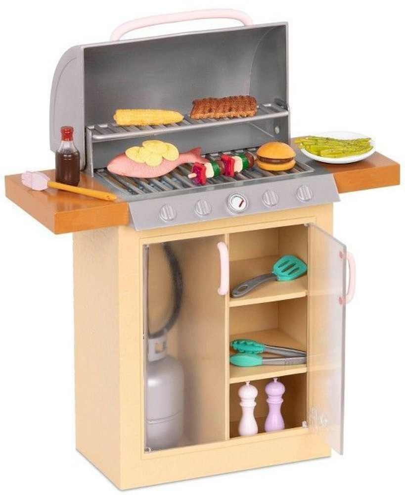Our Generation BBQ Playset with Play Food for Dolls Backyard