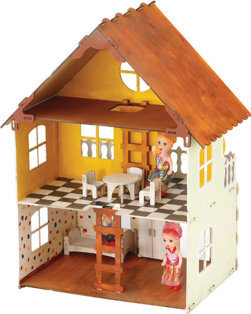 DIY wood dollhouse, toy cottage house for kids, doll house DIY kit