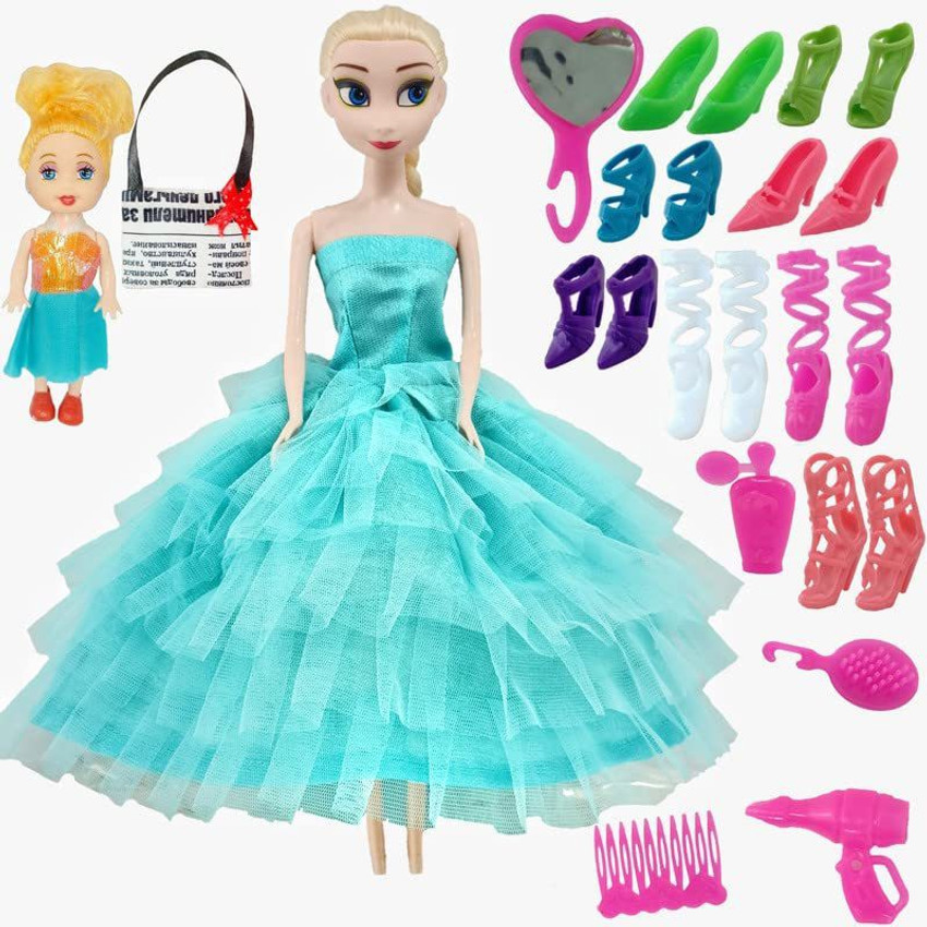 mini gifts Elsa Doll Set With Frock Dress Baby Doll Shoes