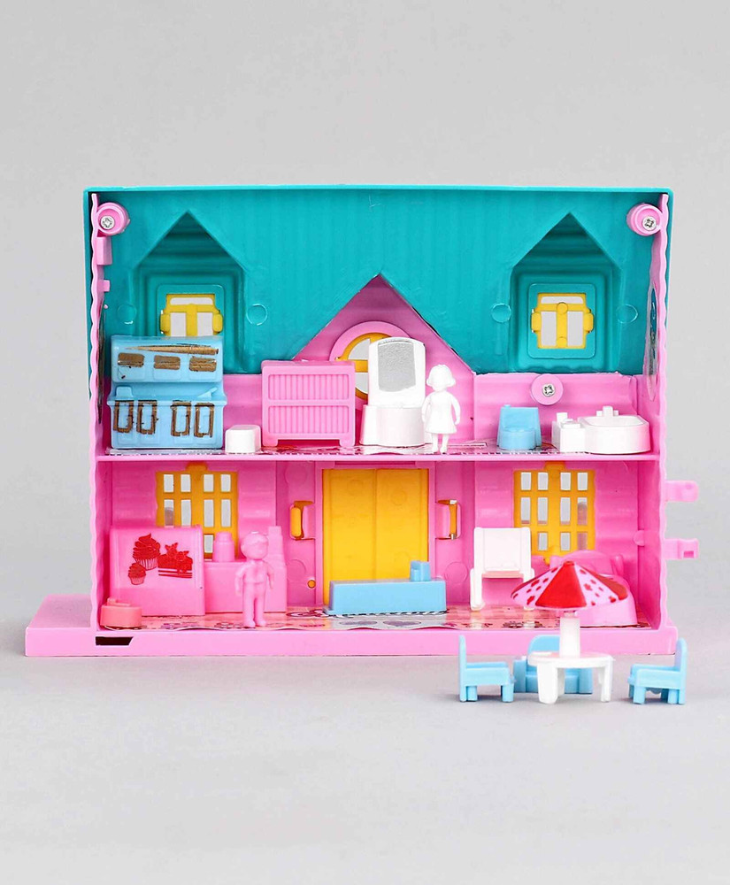 Kiti Kits Doll House Toy with Play Set 17 Pieces Color Design
