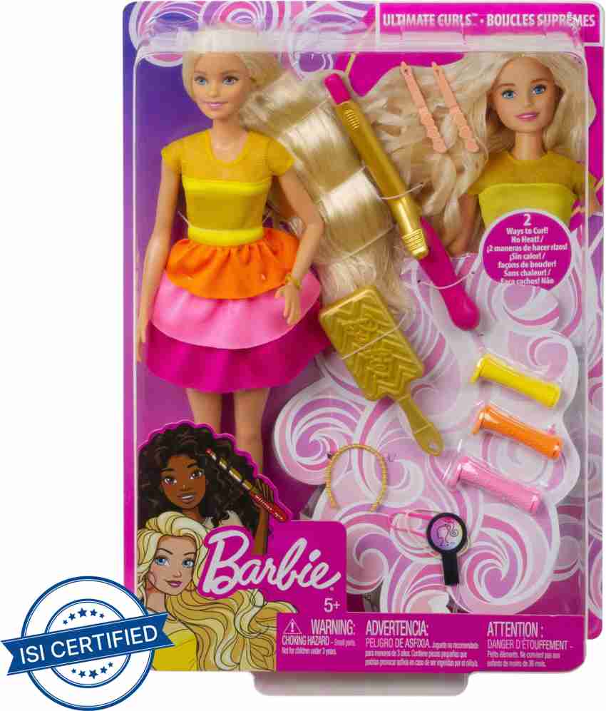 Barbie styling best sale head curly hair