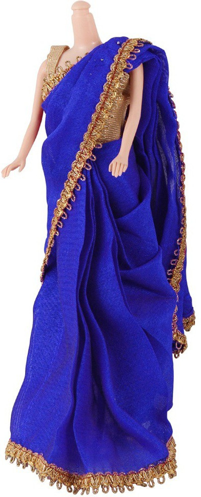 SIYA ART Siya art Indian doll wear ready to wear saree for doll BLUE color doll dress Siya art Indian doll wear ready to wear saree for doll BLUE color doll