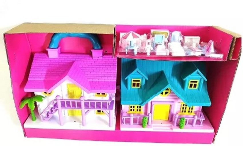 KAWASONY Beautiful Double Doll House With Furniture for kids