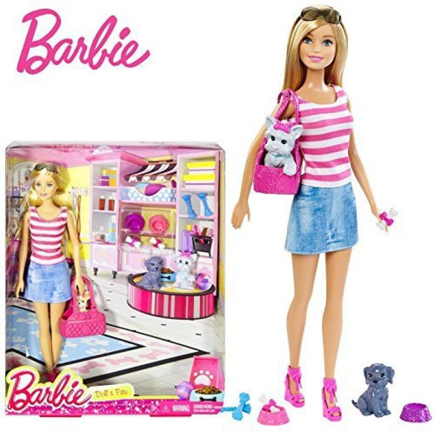 Barbie doll hot sale with pets