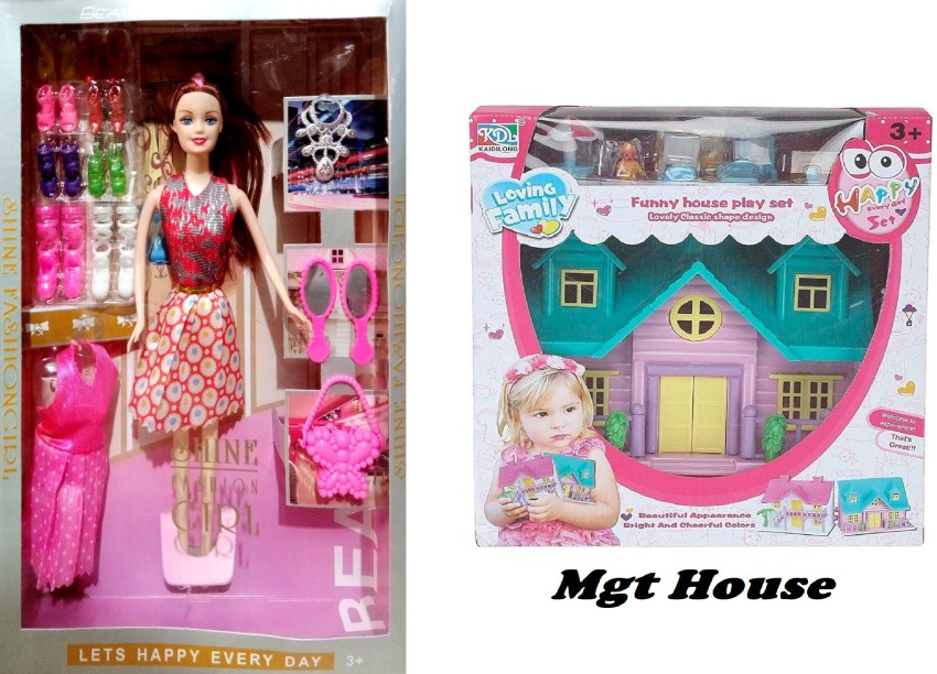 MGT CREATION Single House Doll Barbie Doll 2pcs Single House