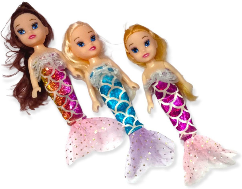 SABIRAT Mini Mermaid Doll Set For Your Princess Kids Foldable Arms Legs 19cm