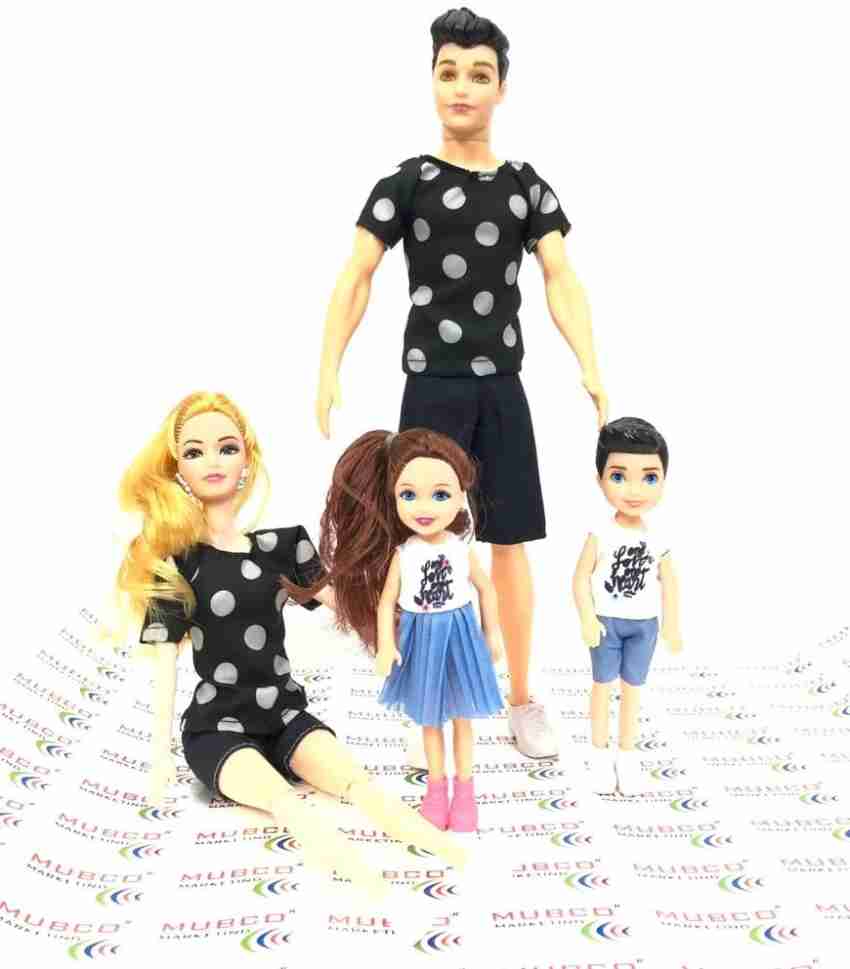 Mubco Happy Family Mom Dad 2 Kids Movable Body Parts Doll Play