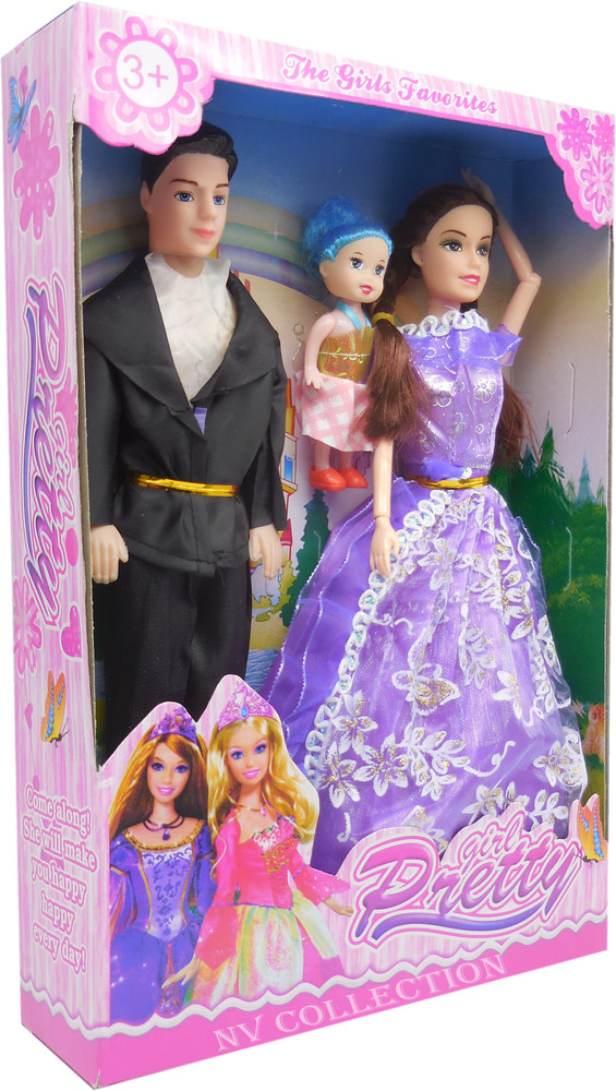 CTC CREATION Glamorous family doll set with cute couple and baby girl multicolor Glamorous family doll set with cute couple and baby girl multicolor Buy Family Couple Doll Set toys