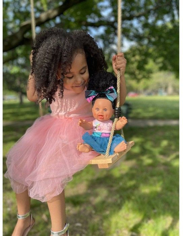 Orijin Bees Natural Puffy Baby Bee Doll Black Hair with Brown