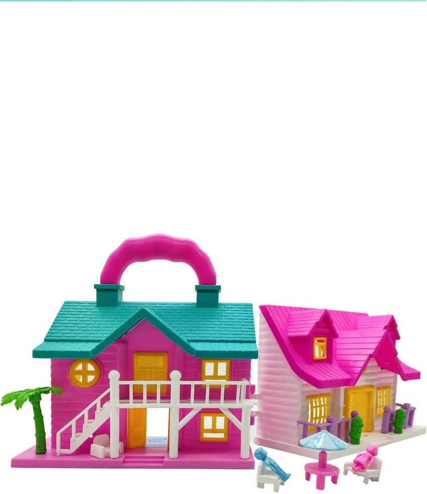 UZAK Foldable Doll House 2 Room Set for Girls Kids with