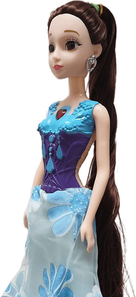 Muren Princess Baby Doll Printed Dress with Long Hair for Girls