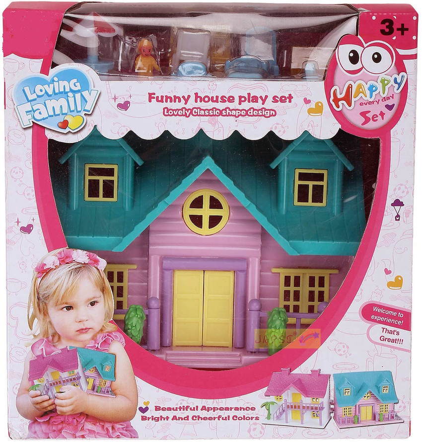 JAPSI Cute Doll House with Accessories 17 Pieces Set Non Toxic