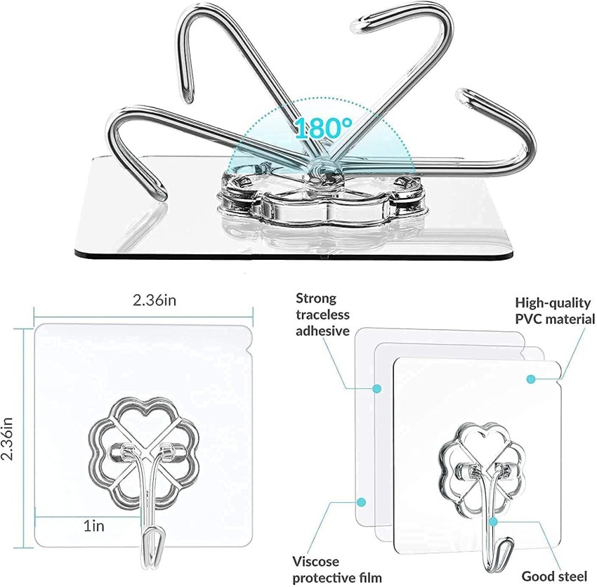 Transparent Removable Sticky Hooks with Traceless Washable