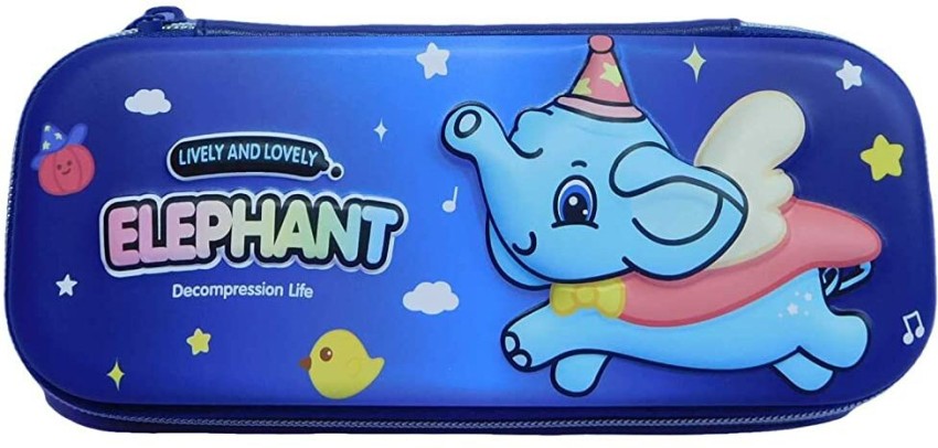 VALGRO Cartoon Elephant Applique Pencil Pouch/Case for Kids  and Toddlers Art Canvas Pencil Box - Box