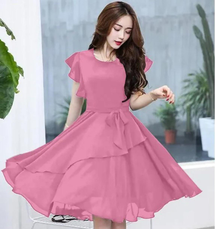 Pink short frock on sale