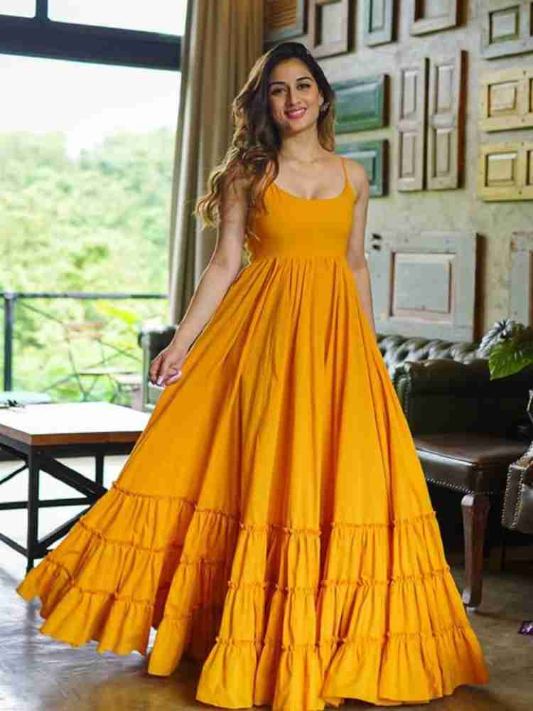 Samaksh Fashion Women Fit and Flare Yellow Dress