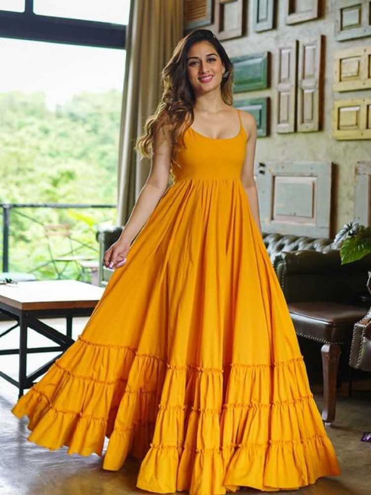 Yellow full cheap length dress