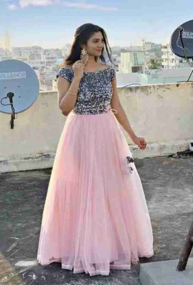 Grey pink gown best sale