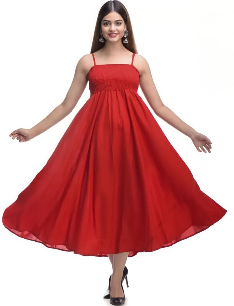 NEWSTYLETEXTILE Women Fit and Flare Red Dress Buy