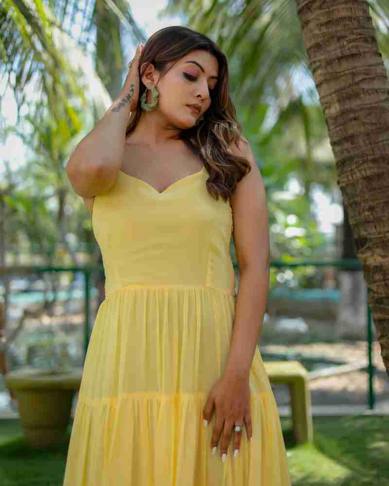 Samaksh Fashion Women Fit and Flare Yellow Dress