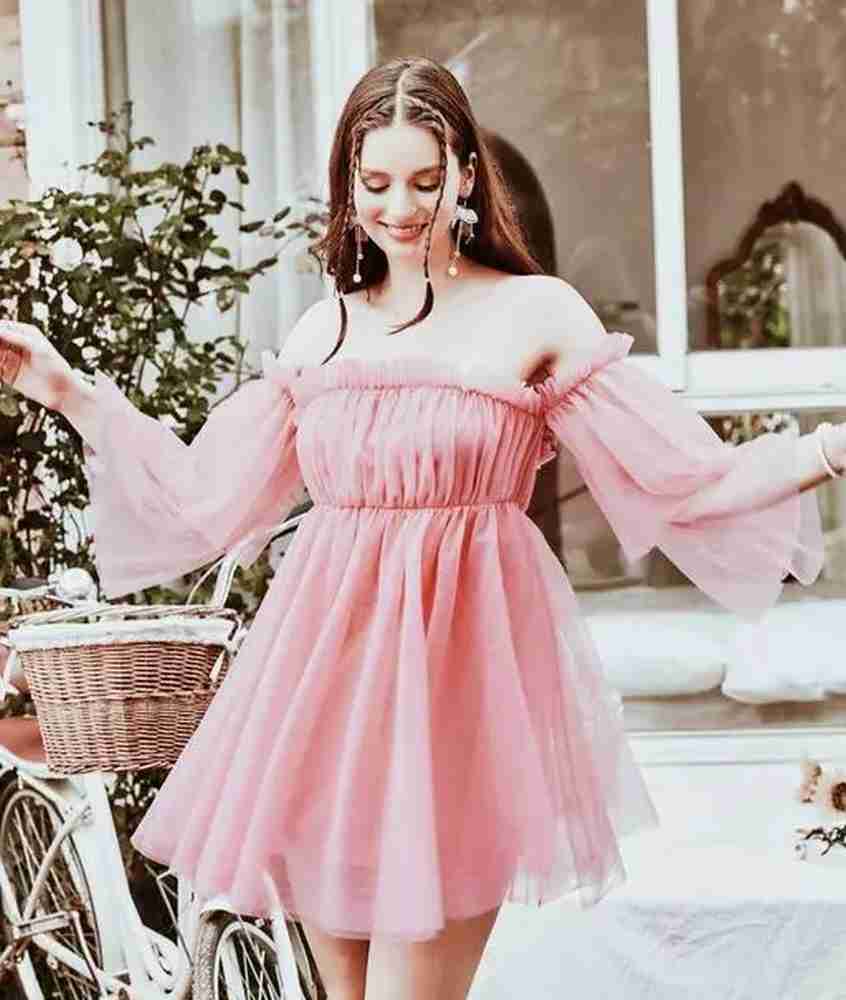 Pink and white short dress outlet
