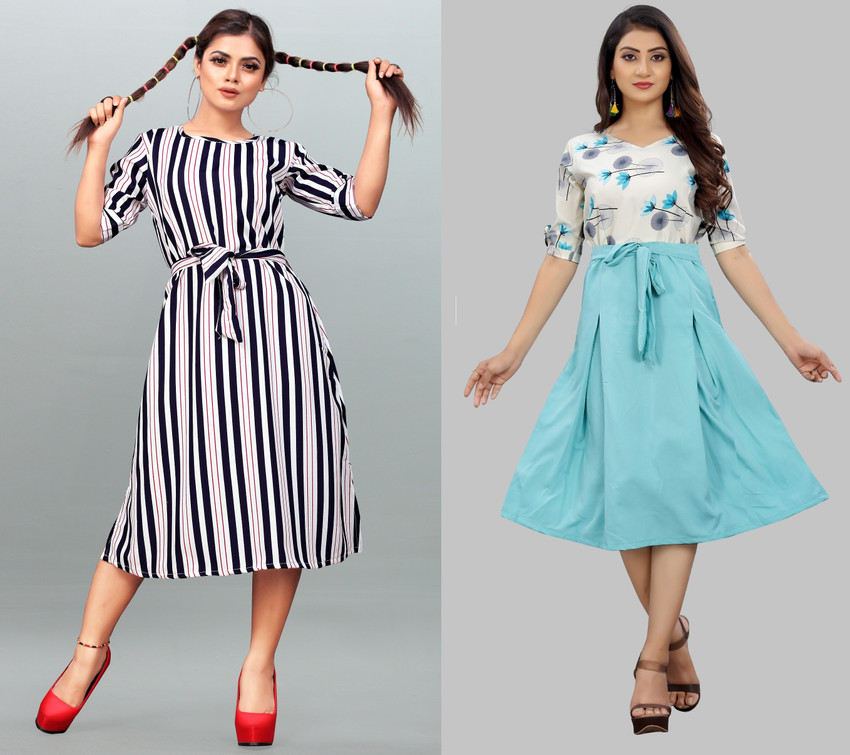 maruti fab Women Fit and Flare Multicolor Dress Buy maruti fab